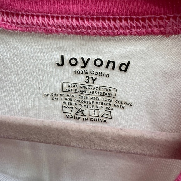 Joyond 3T Girls Pink and White Ballet Dancer 3/4 Sleeve Pajama Top - Picture 4 of 5